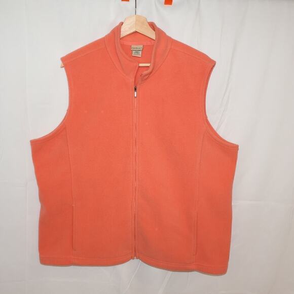 LL Bean Lycra Spandex Flannel Vest Size 2X Zip Front Two front pockets Pumpkin - Picture 5 of 16